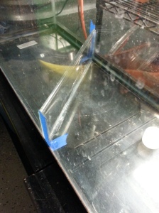 I siliconed the glass into a 55 gallon aquarium.
